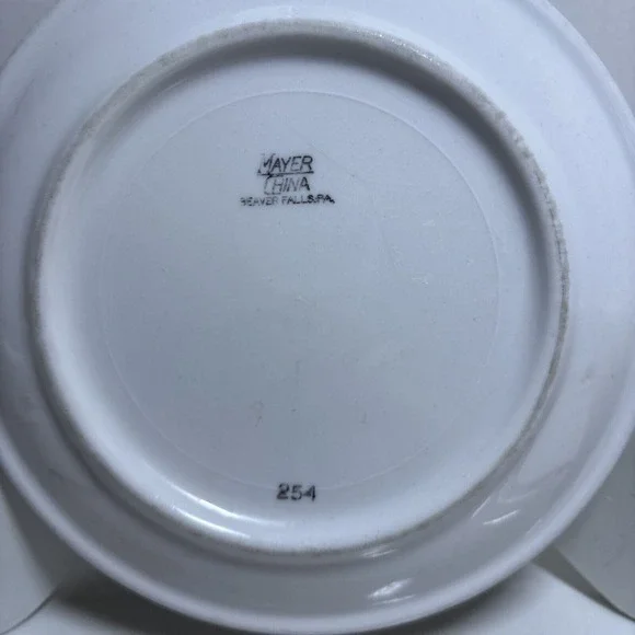 Mayer Restaurant Ware China Dinner Plate 9.5" & Plate 6.25"  Crest Wave Red Vtg - Picture 4 of 10